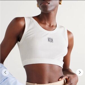 LOEWE Cropped embroidered ribbed stretch-cotton jersey tank